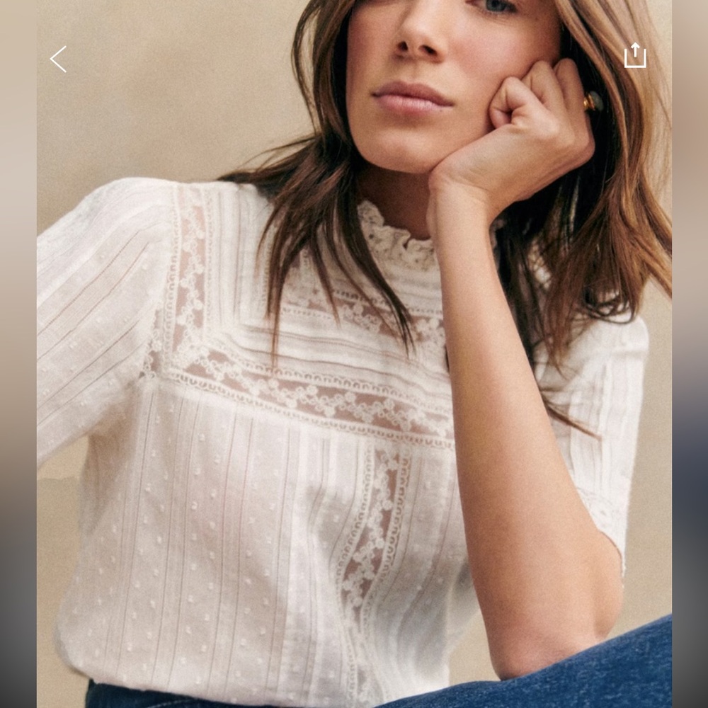 Sezane Elisabetta Blouse Ecru - Size 10